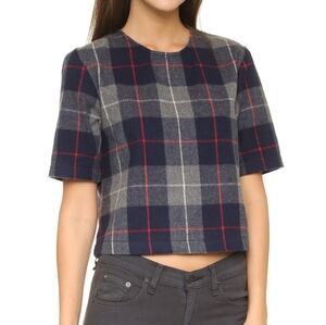 Rag & Bone Flannel Plaid Crop Top Large 10 12